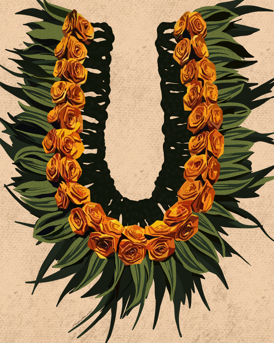 Native Lei Hawaiian Flower Lei Drawing